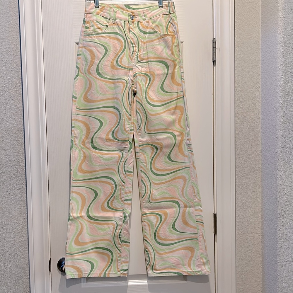 SHEIN Multicolor Swirl Straight Leg Jeans